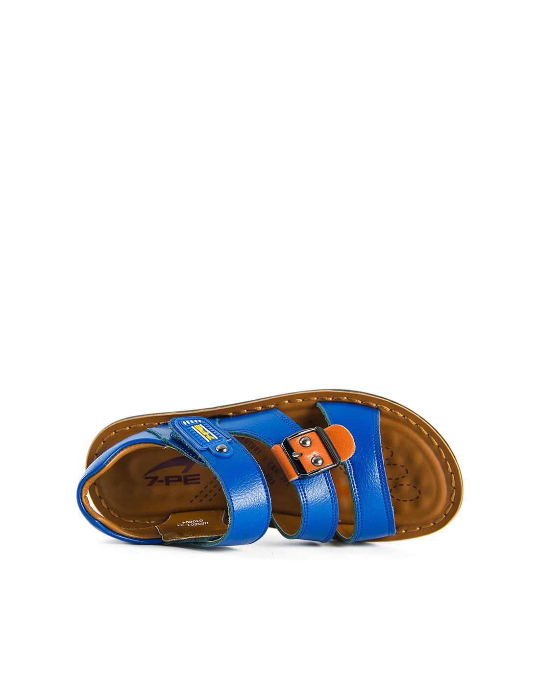 七波辉正品 男童皮凉鞋夏季新款蓝色休闲皮凉鞋