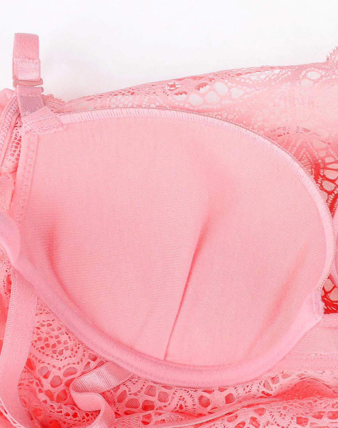 粉色性感蕾丝抹胸背心式3/4厚杯文胸