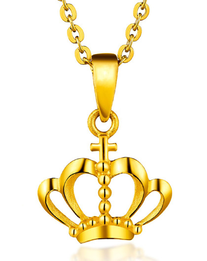六福珠宝 足金加冕皇冠黄金吊坠(计价/不含链)