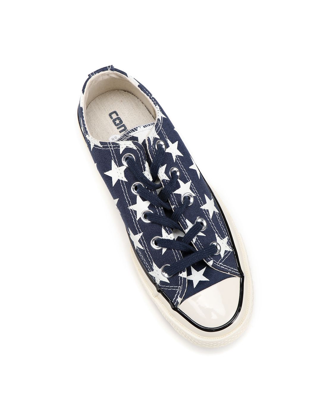 减震印星 中性款蓝配米白色低帮帆布鞋