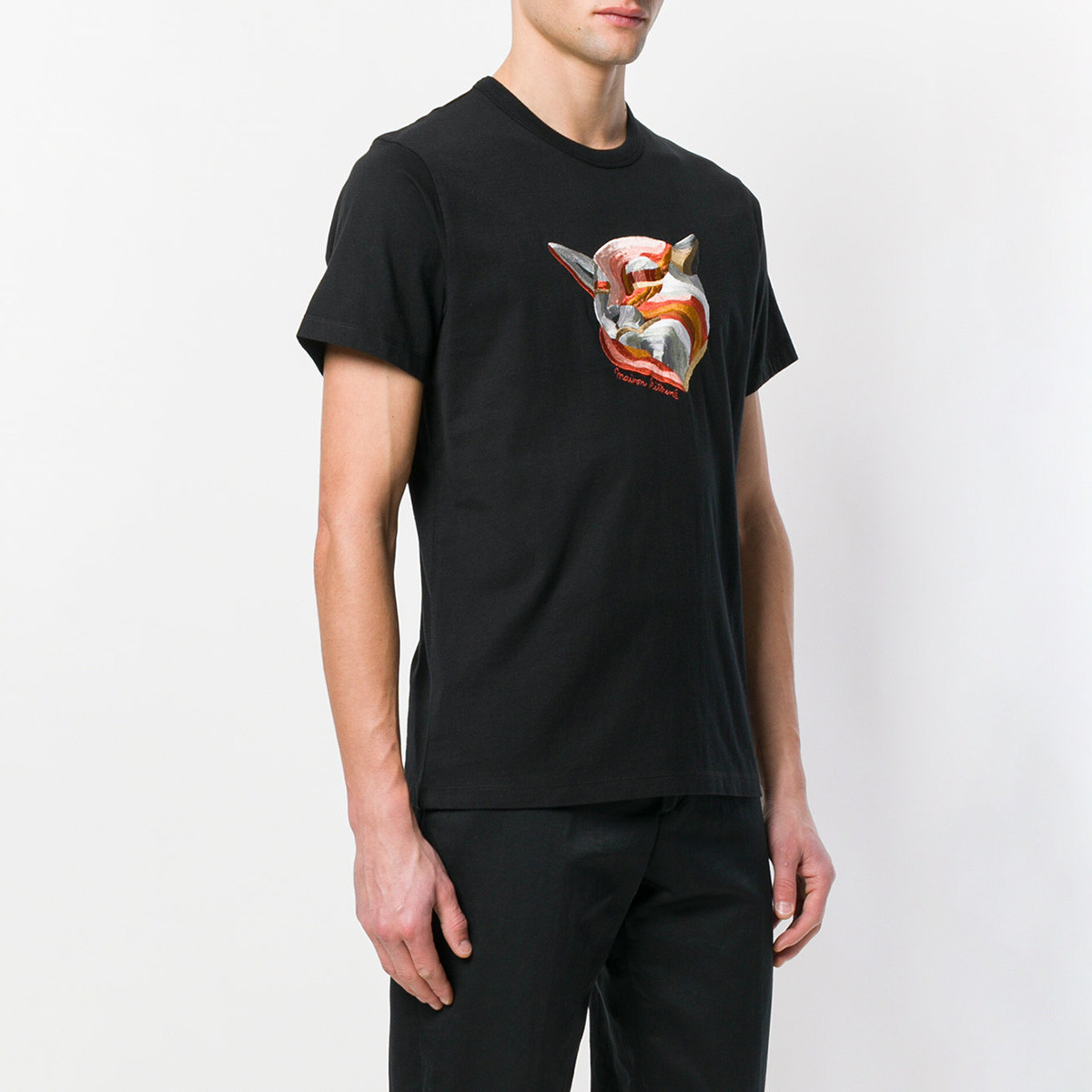 男款狐狸头图案圆领t恤