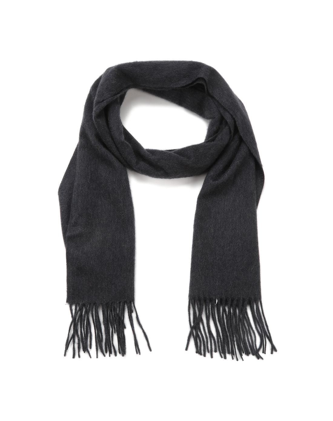女款深灰色时尚流苏山羊绒围巾