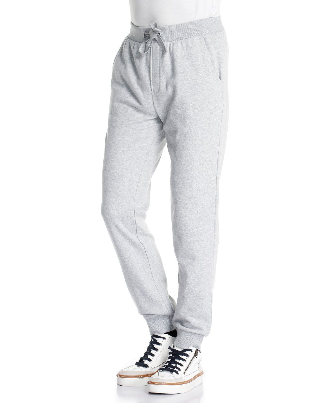 浅灰色舒适运动款长裤