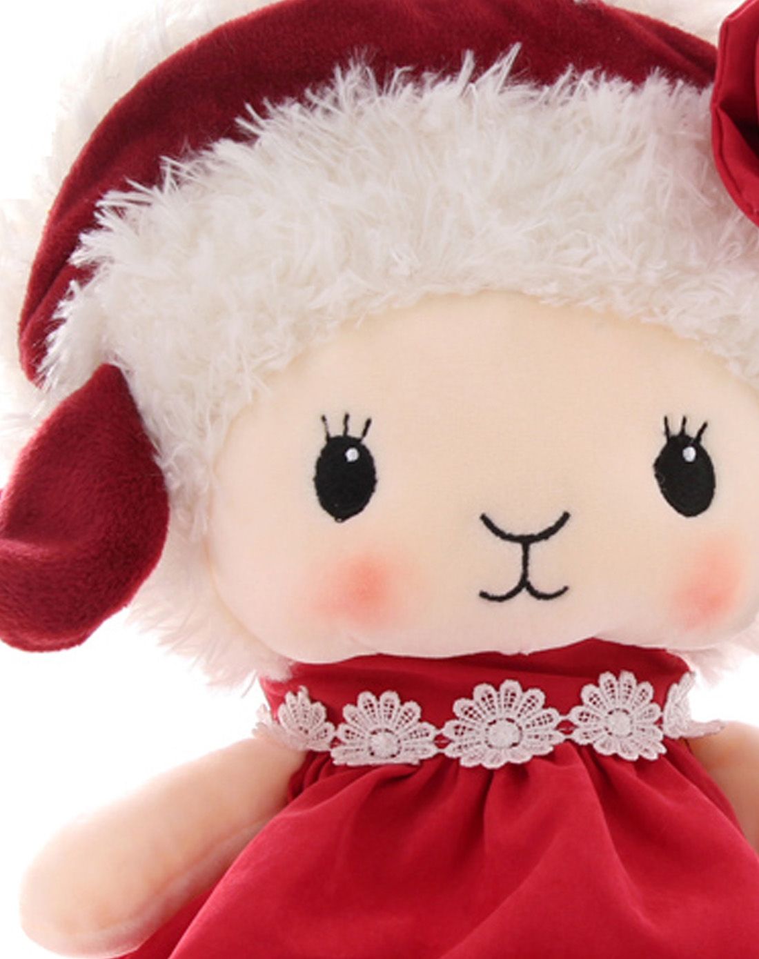 中性白色头发红色裙子羊娃娃公仔40cm