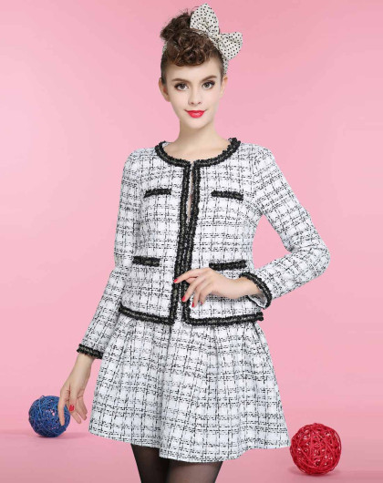 反季特惠-百奢bessie女装专场 简洁优雅粗花呢外套