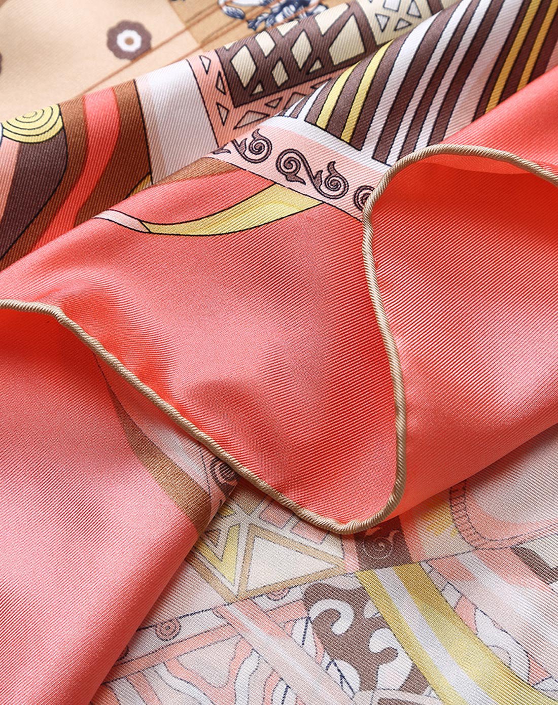 galleria 女款橙色印花真丝围巾