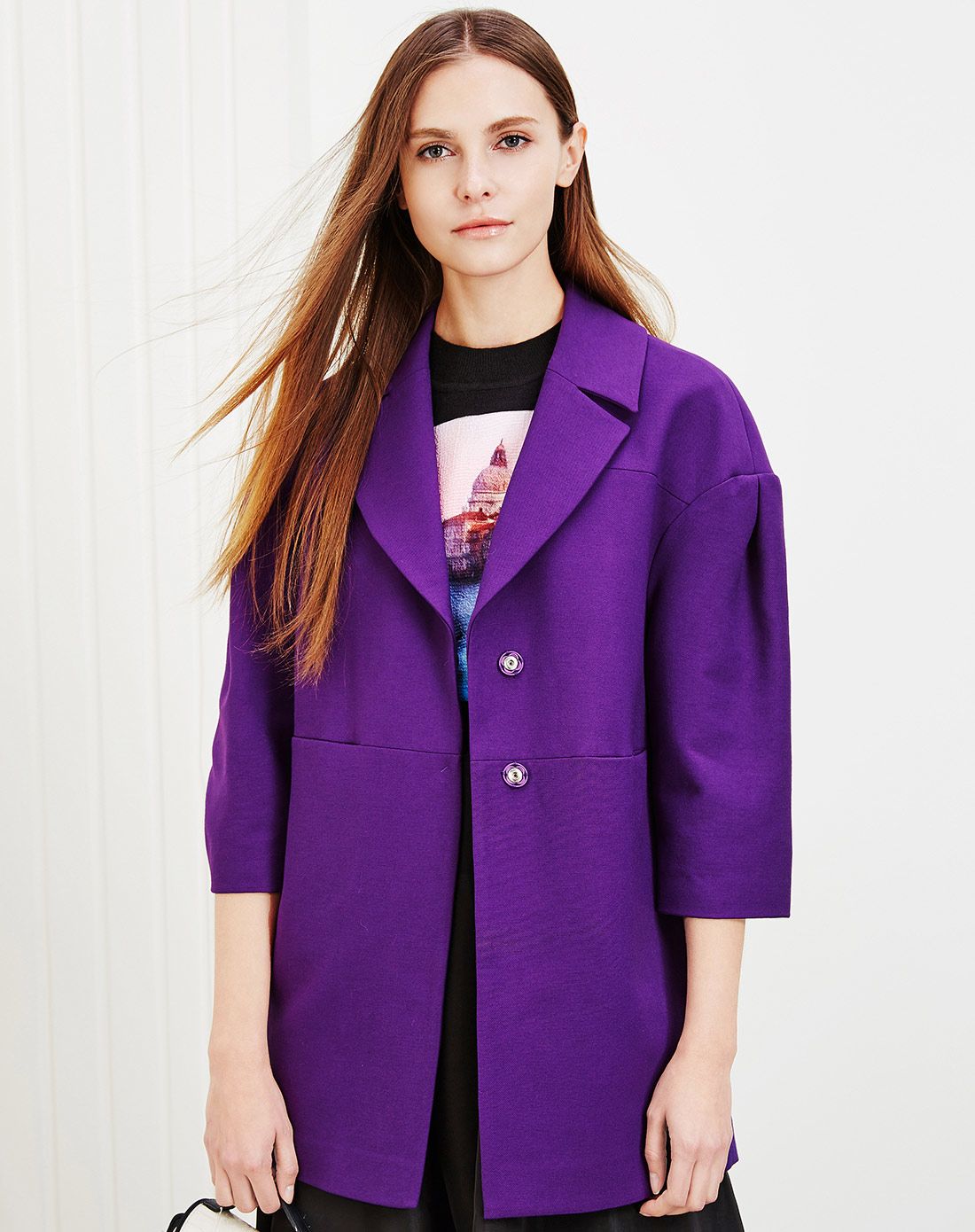 (特惠)罗兰紫韩版时尚外套