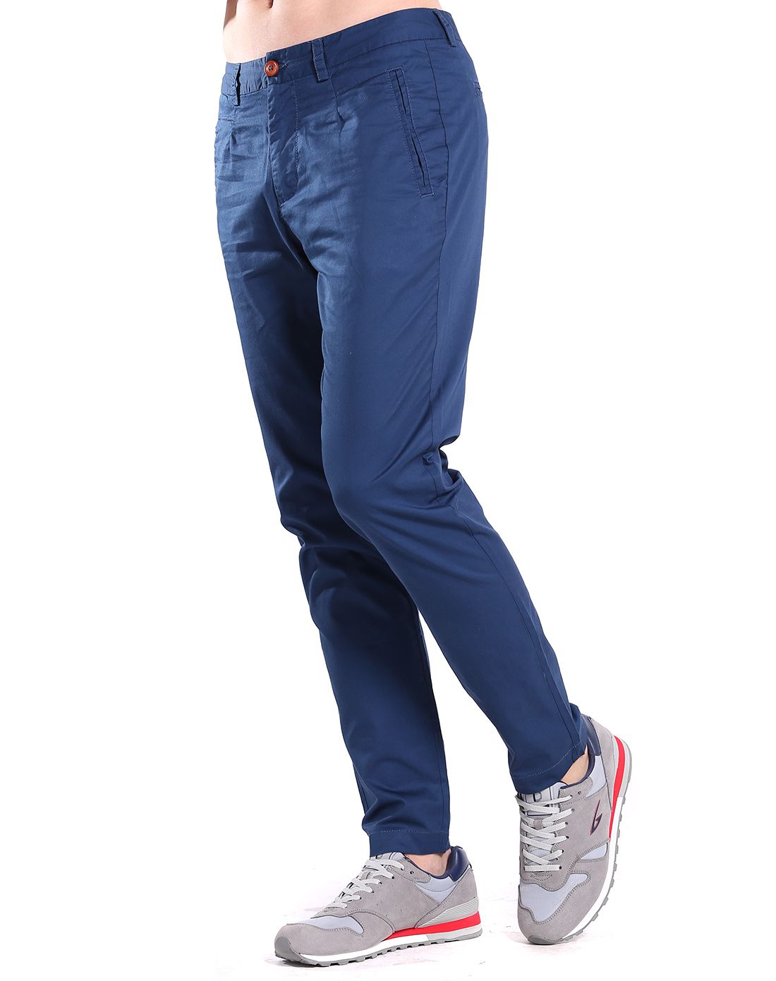 高密斜 男款墨蓝色休闲长裤 休闲百搭