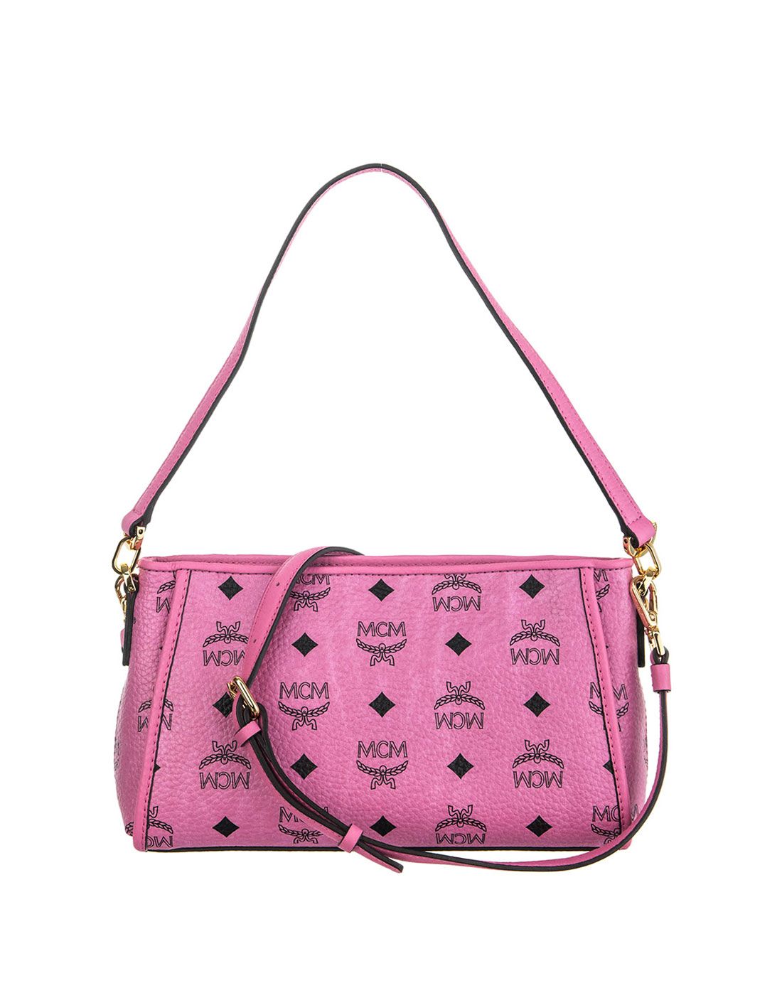 mcm 女款粉色单肩斜挎包小号