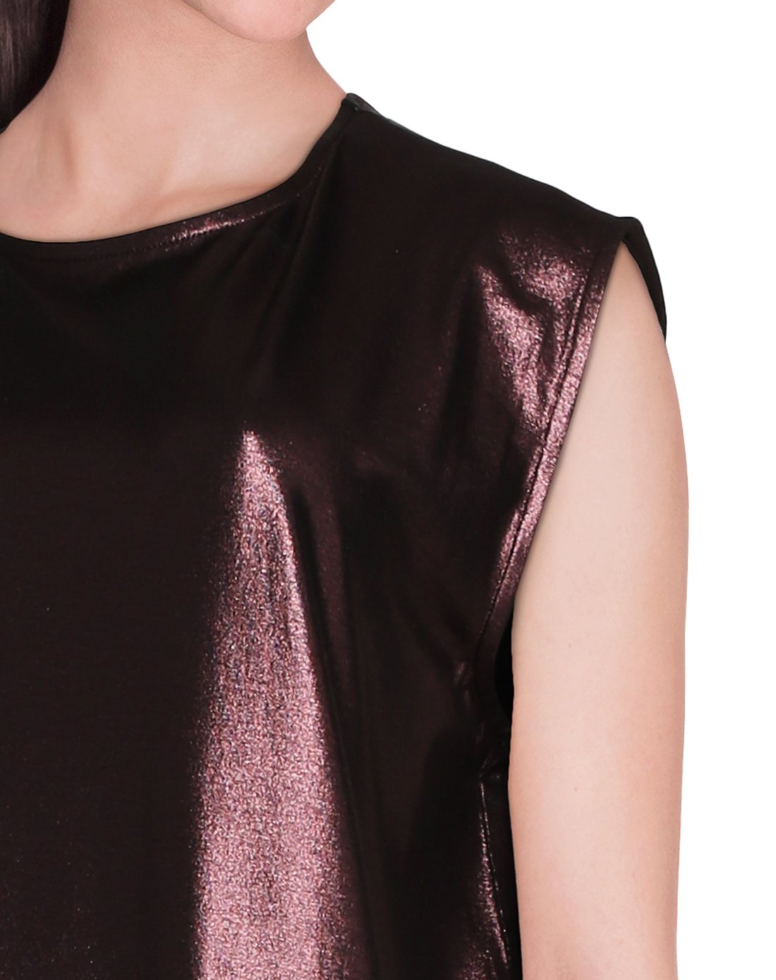 mm6女款紫红色亮面无袖连衣裙