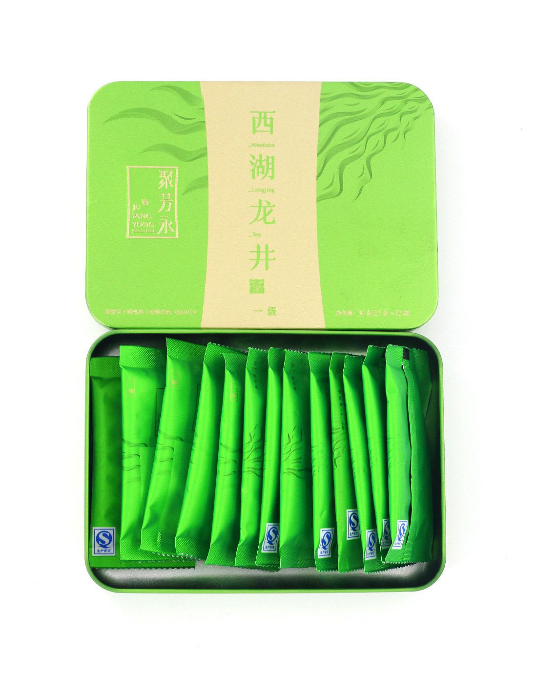 聚芳永西湖龍井一級30g鐵盒裝(嫩綠)