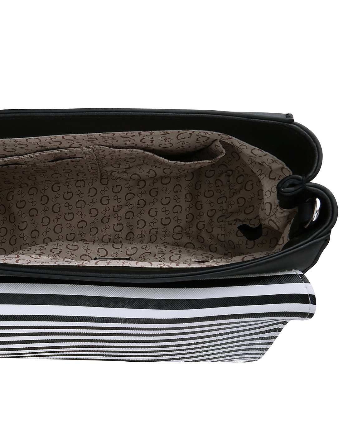 guess 17女式拼接条纹金属logo手提单肩包