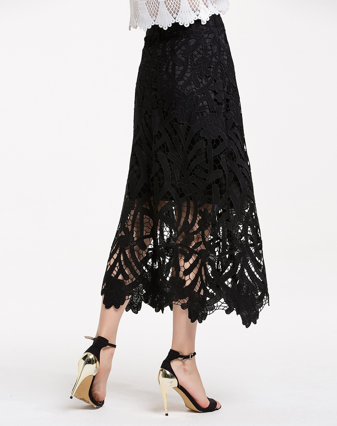 黑色蕾丝优雅时尚半裙