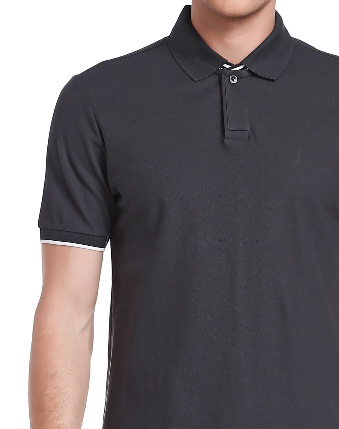 深灰绿色时尚简约短袖polo衫