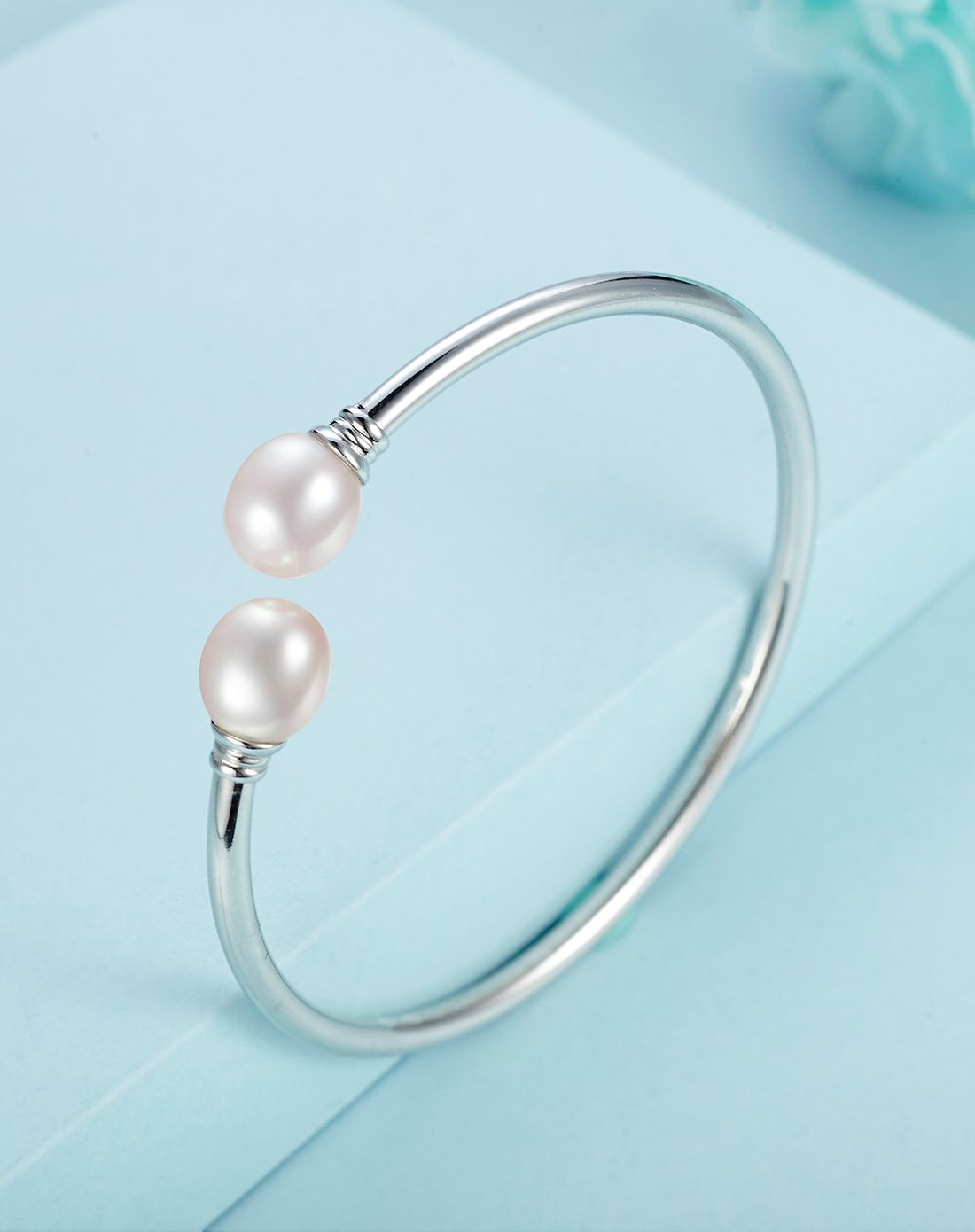 s925银镶淡水珍珠手镯优雅bzs093(附证书)