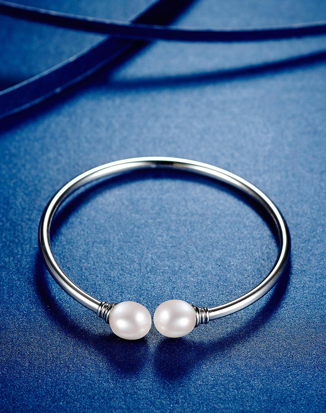 s925银镶淡水珍珠手镯优雅bzs093(附证书)