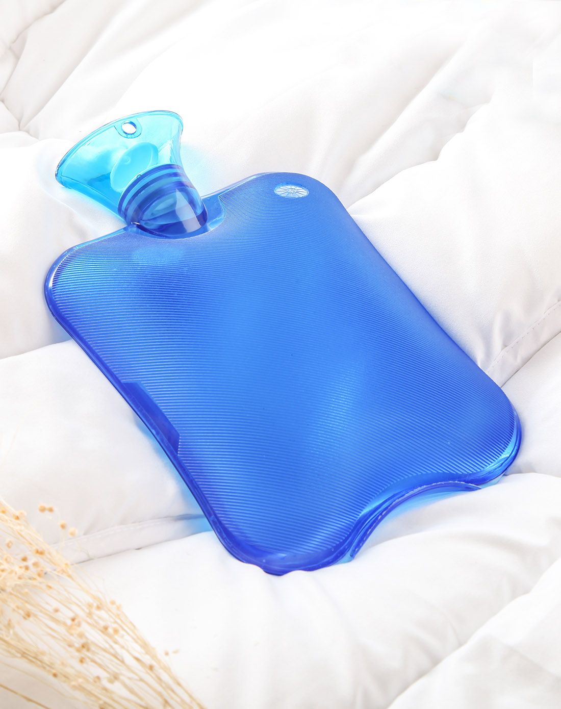 2000ml防漏防爆高密度pvc注水热水袋(蓝色)送套双面防烫加强螺母环保