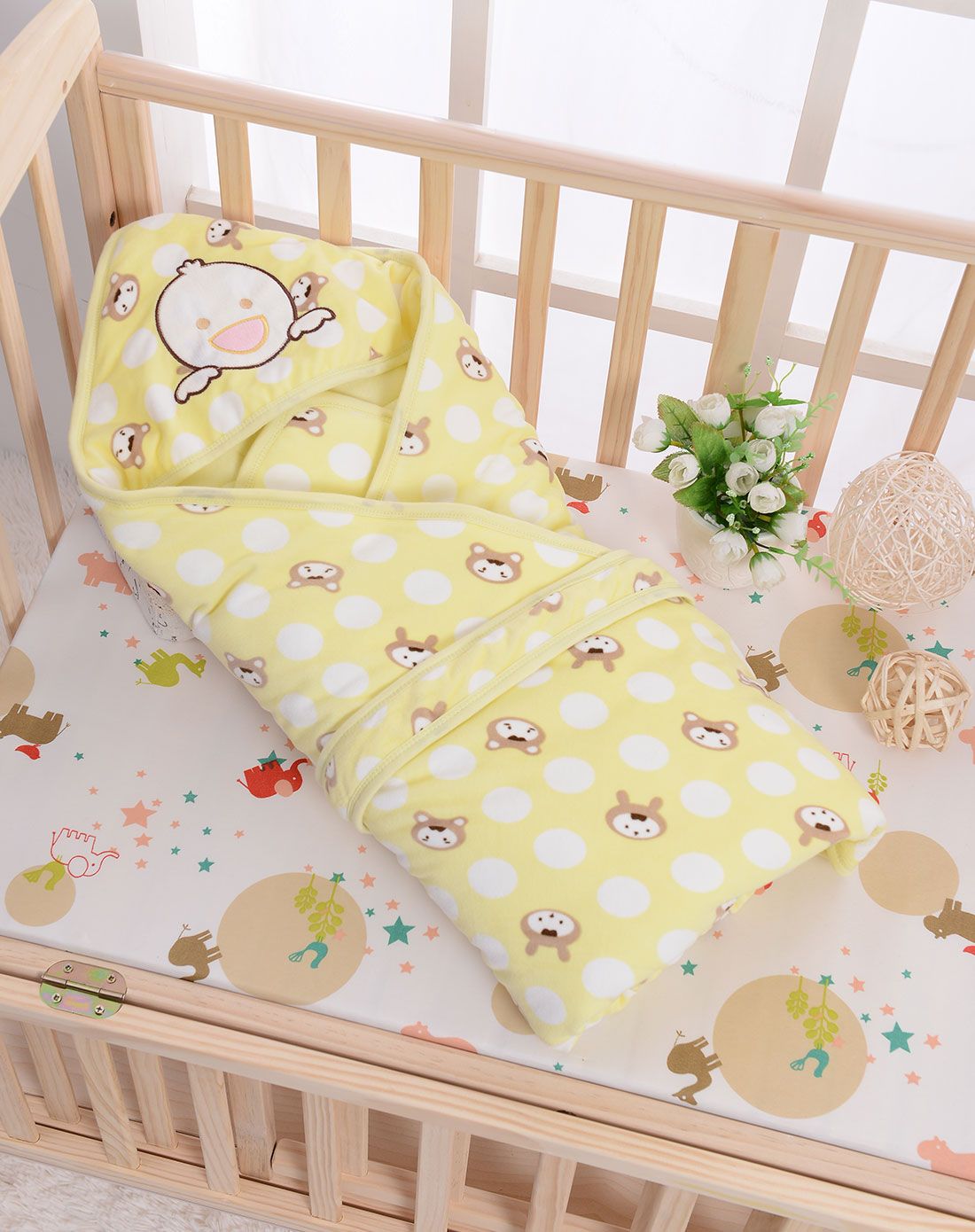 little grape母婴用品专场新生儿小白熊两用抱被(黄色)lg511002702