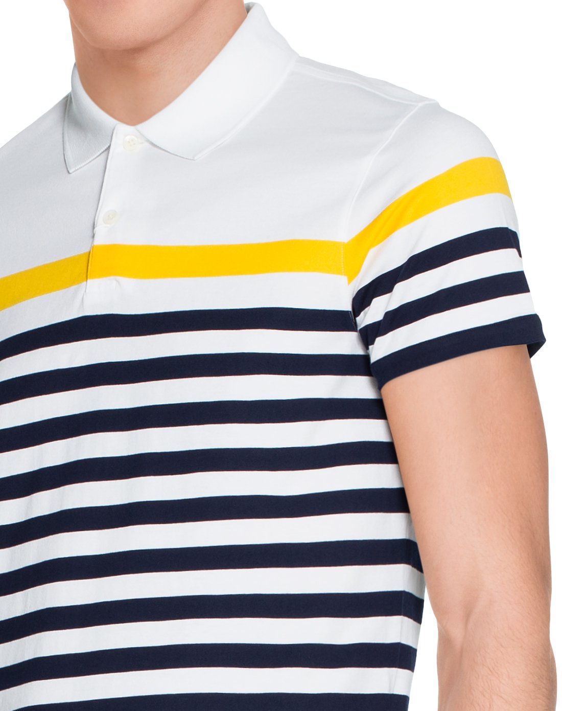 百年英伦范 kent&curwen男士春装 男款蓝白拼黄色条纹polo衫k33h9h013