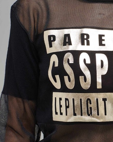 黑色村上春logo蕾丝针织衫