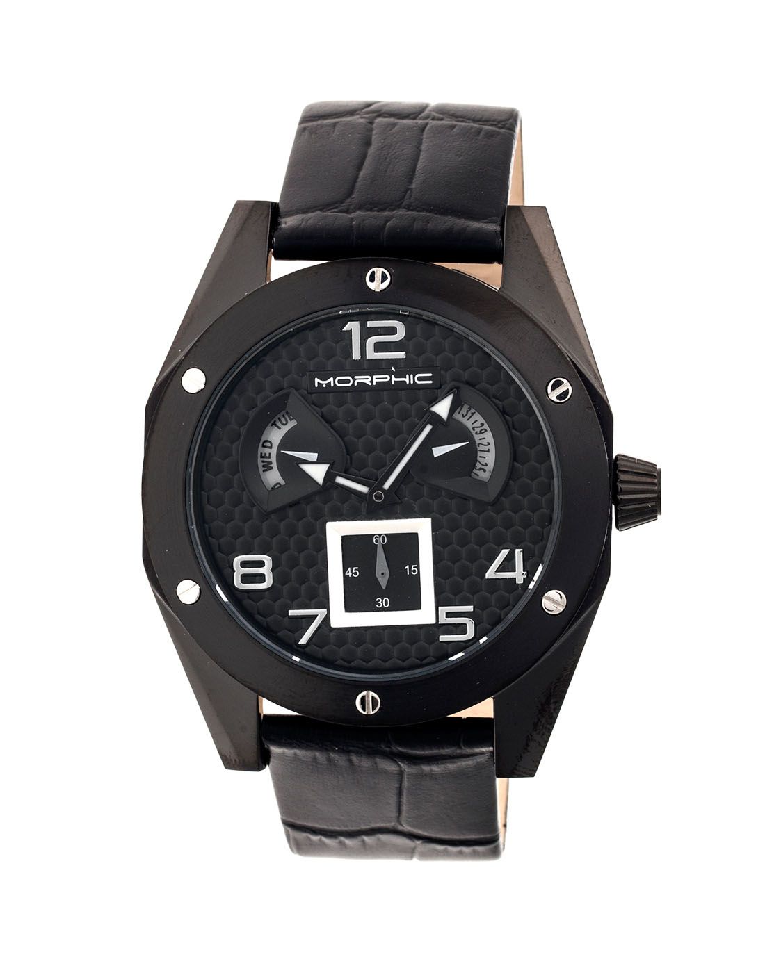> morphic黑色m42 系列皮革表带腕表mph4205