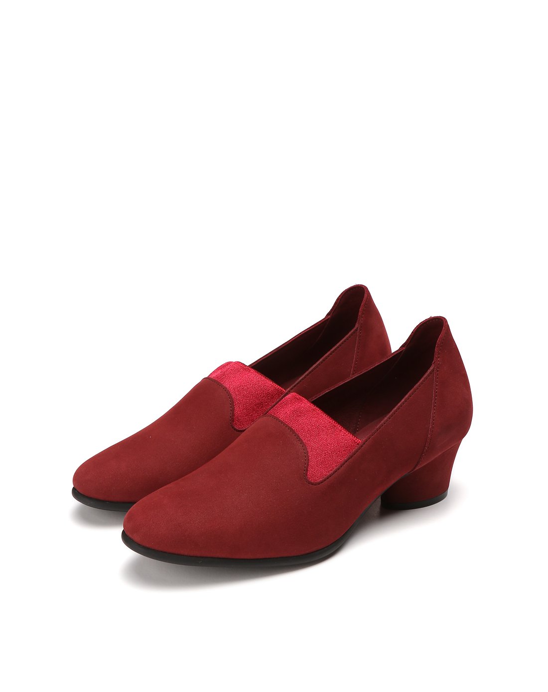 achette雅氏女鞋专场 简约百搭粗跟深口单鞋酒红