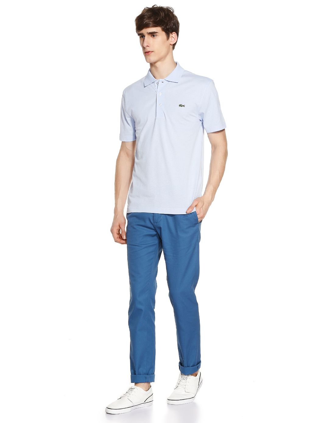 浅蓝色休闲简约短袖polo衫