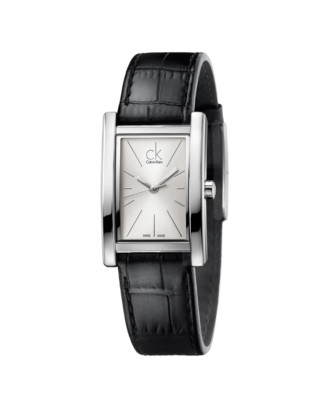 calvin klein refine系列女款方型皮革表带石英腕表