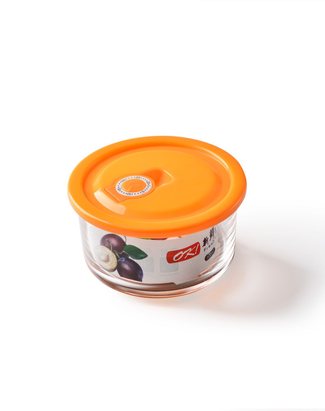 克芮思托时尚圆型玻璃储藏保鲜碗500ml(橙色)