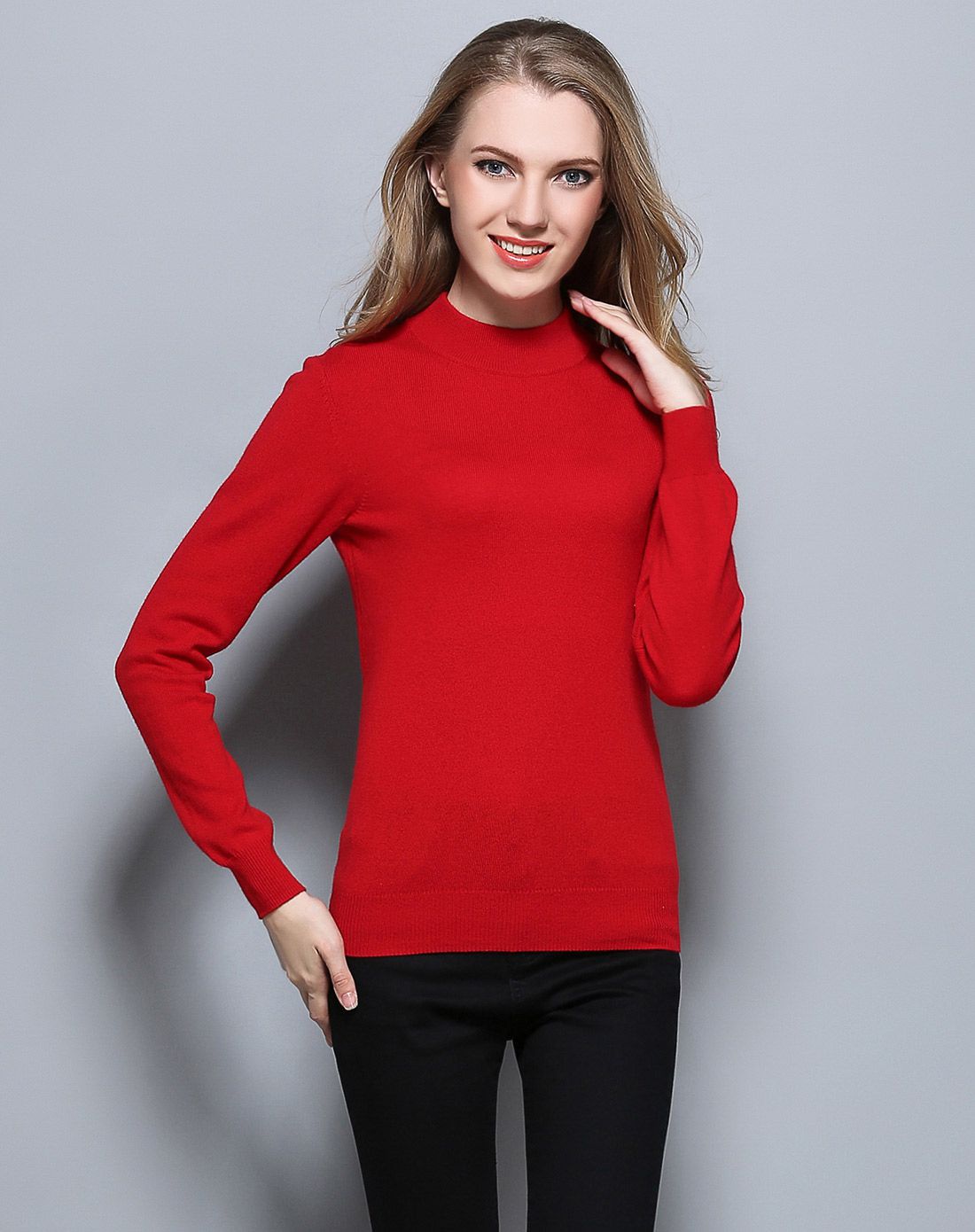 女款红色羊绒衫