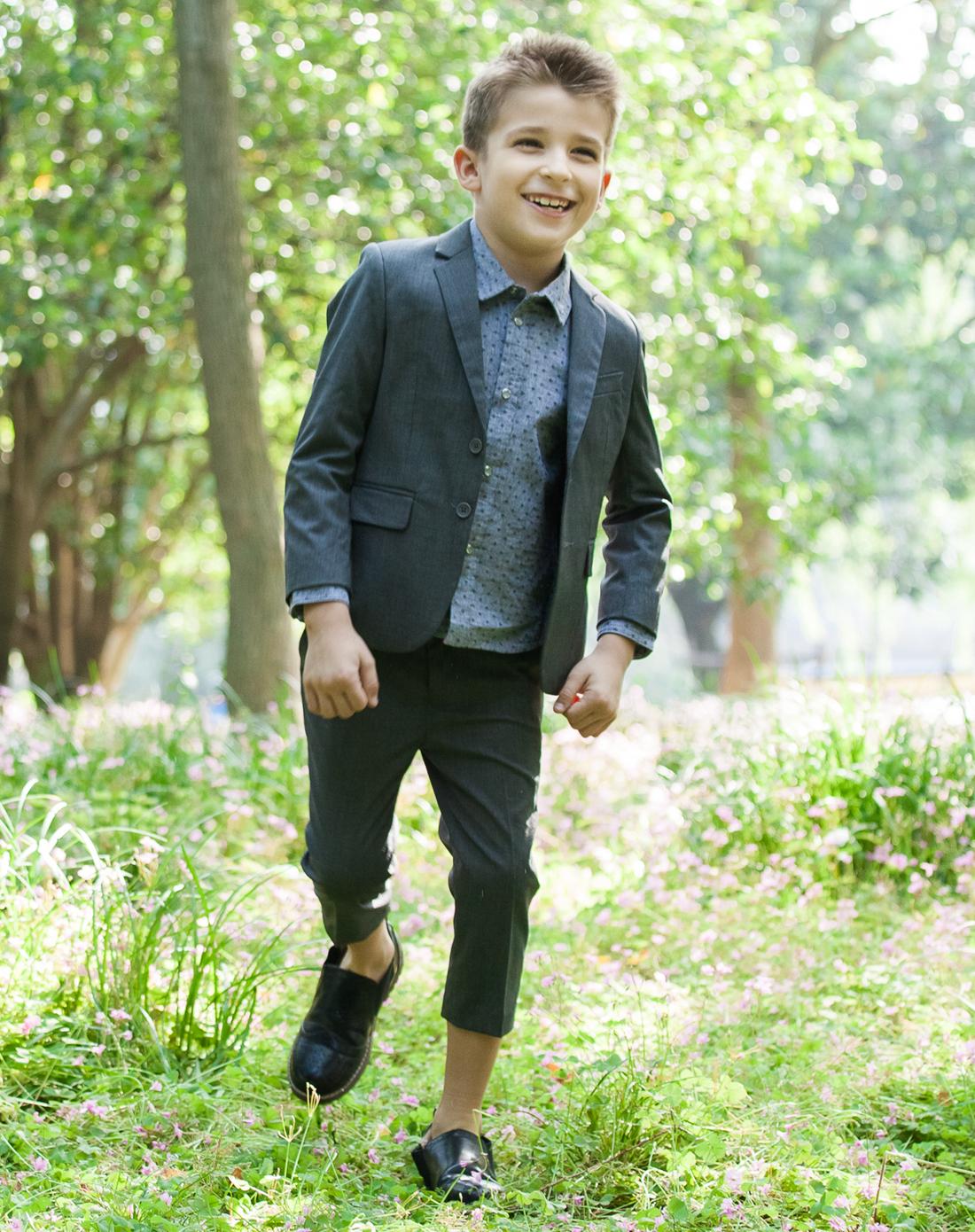 美国maya明星款男童灰色七分修身西装套装15ssb23tdg_唯品会