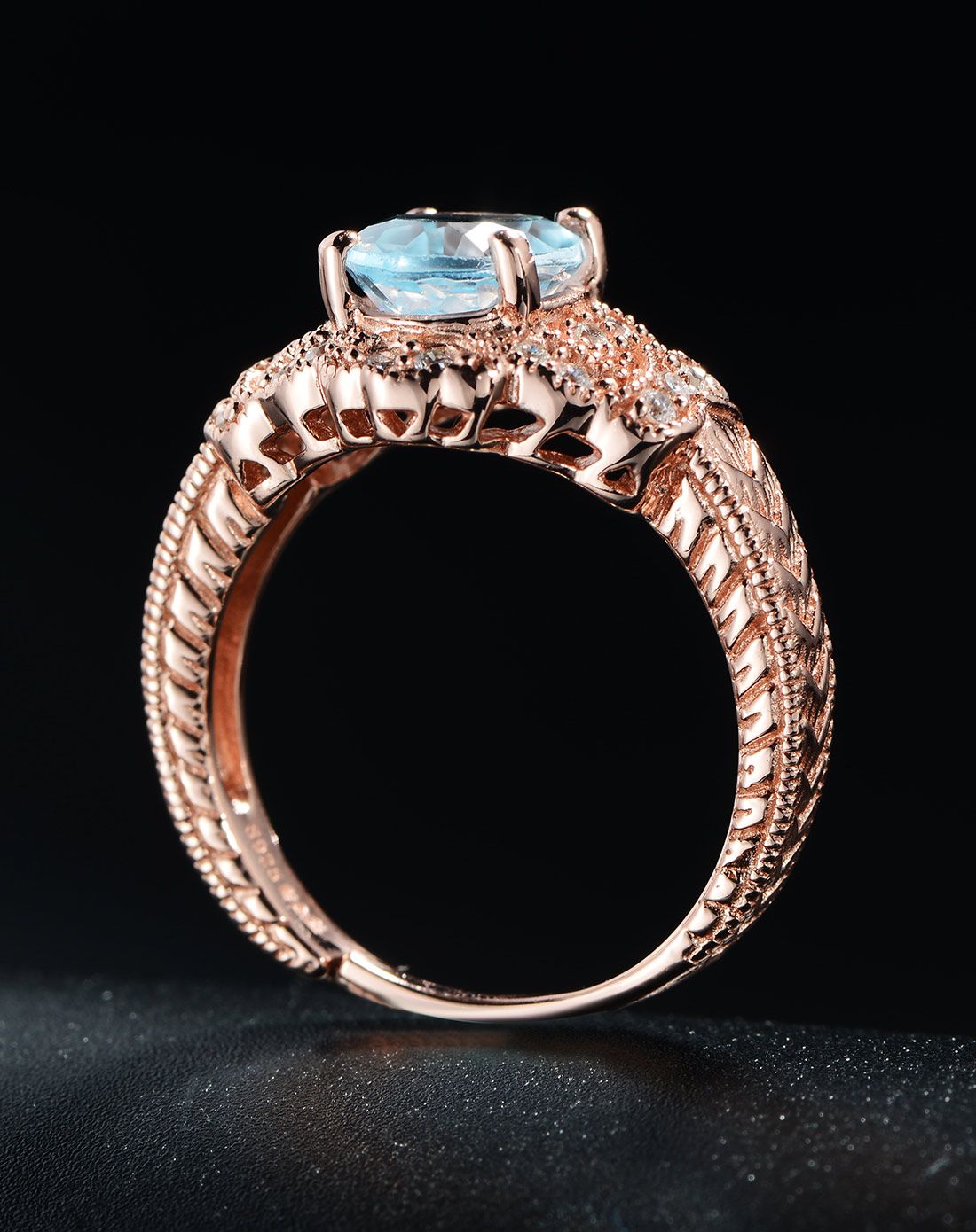 s925银镶托帕石天使之泪精致戒指(活口可调节)