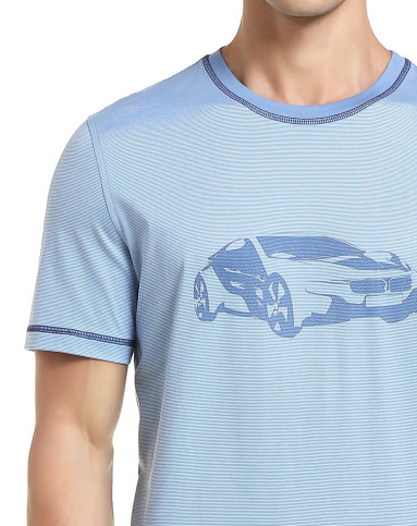 bmw lifestyle蓝色圆领印花短袖t恤bw8n070ycc058lt blue stripe_唯品