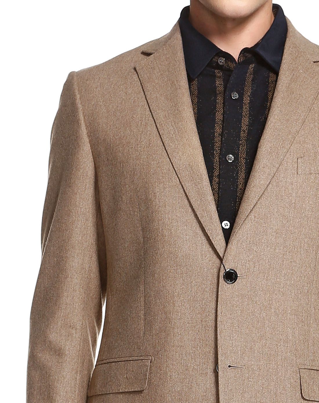 100%纯羊毛经典舒适浅卡其色单西装