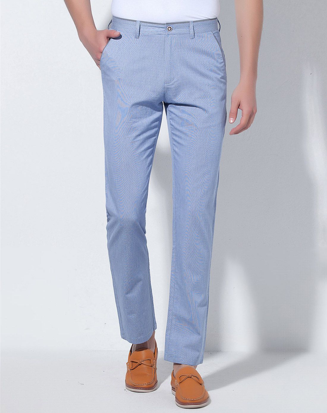 天蓝色男士百搭休闲裤