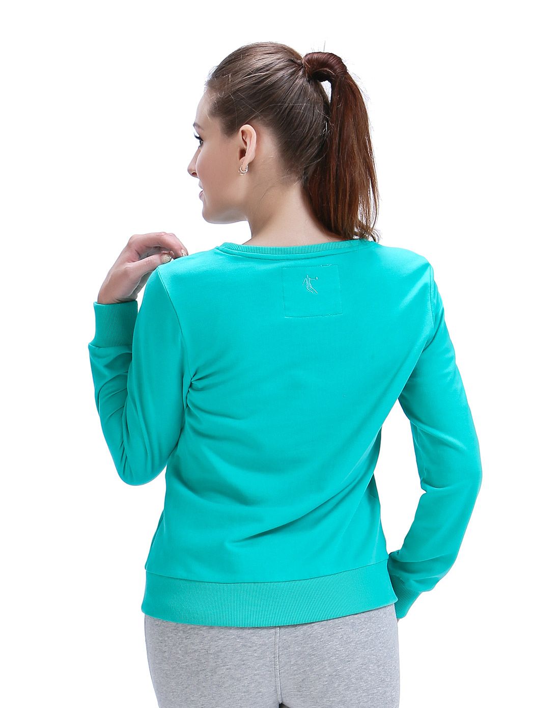 时尚印字母 女款淡青绿色长袖卫衣