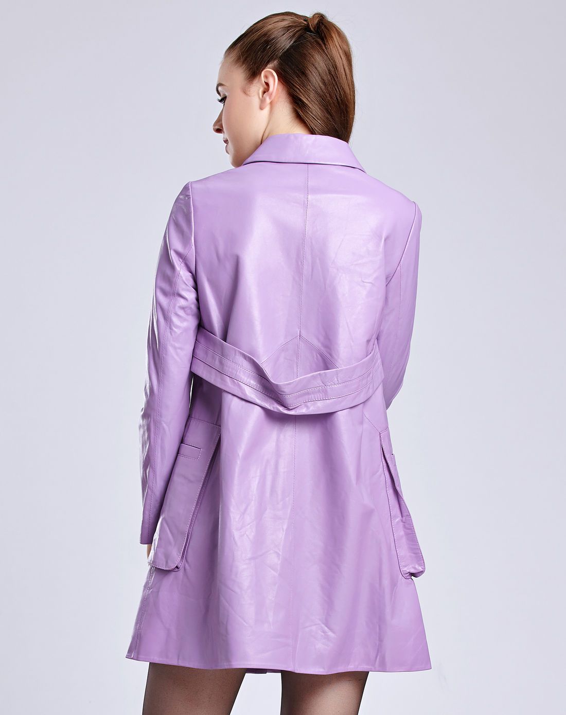 女款香芋紫绵羊皮皮衣