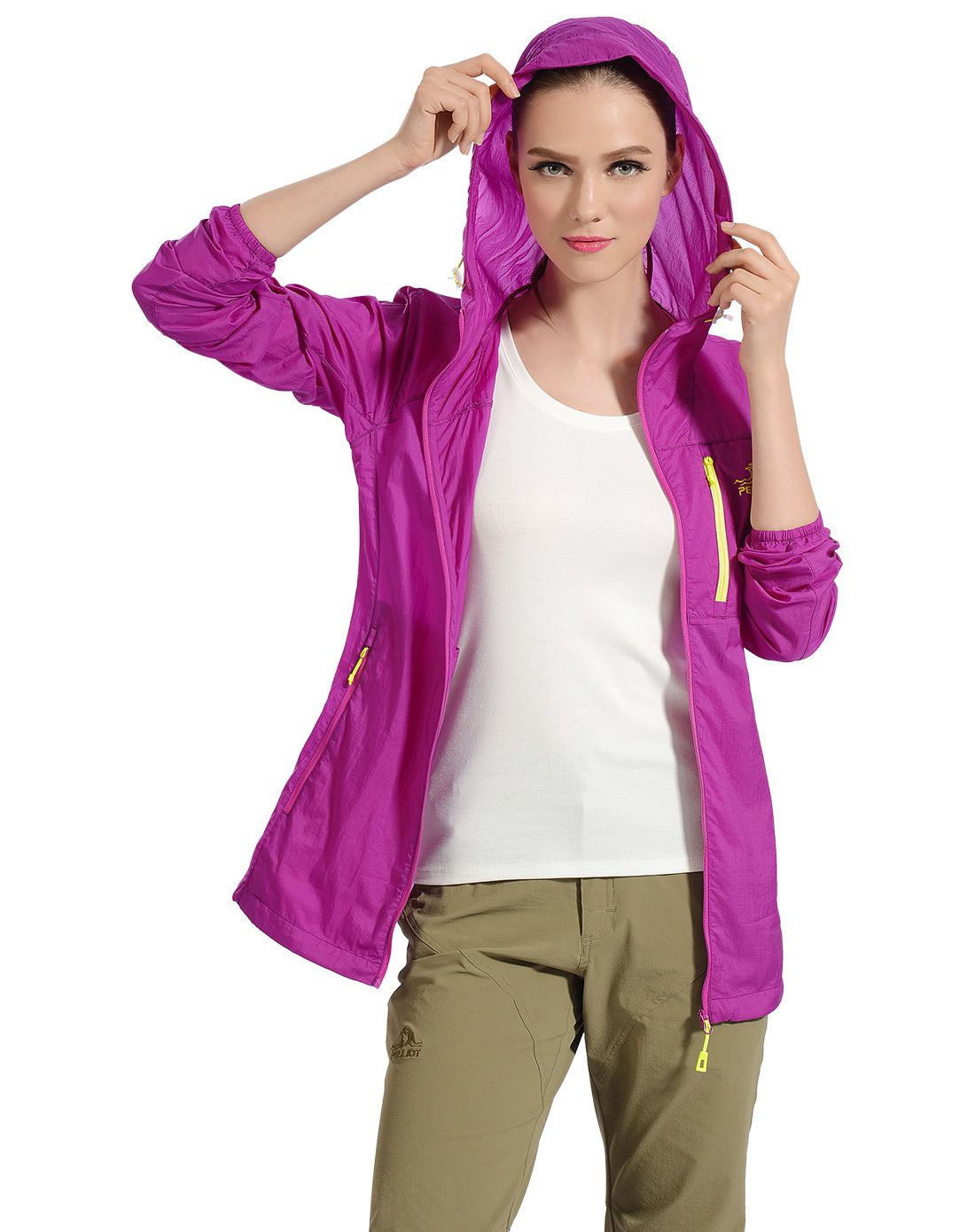 轻薄舒适 女款紫色皮肤衣 透气速干