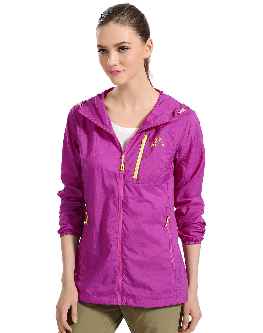 轻薄舒适 女款紫色皮肤衣 透气速干