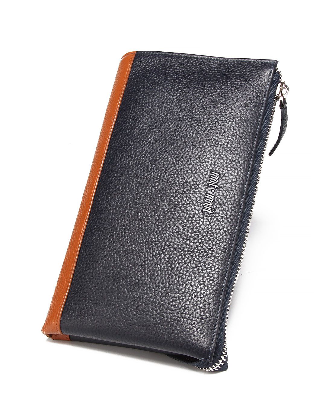 男款蓝色头层牛皮商务时尚钱包