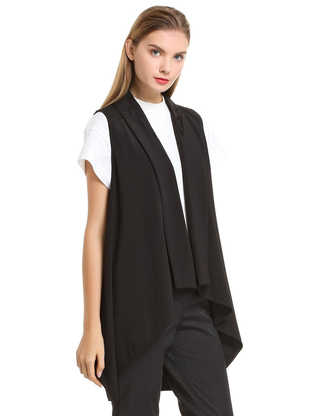 七色麻sissyme黑色经典绣花马甲d15b20607a_唯品会