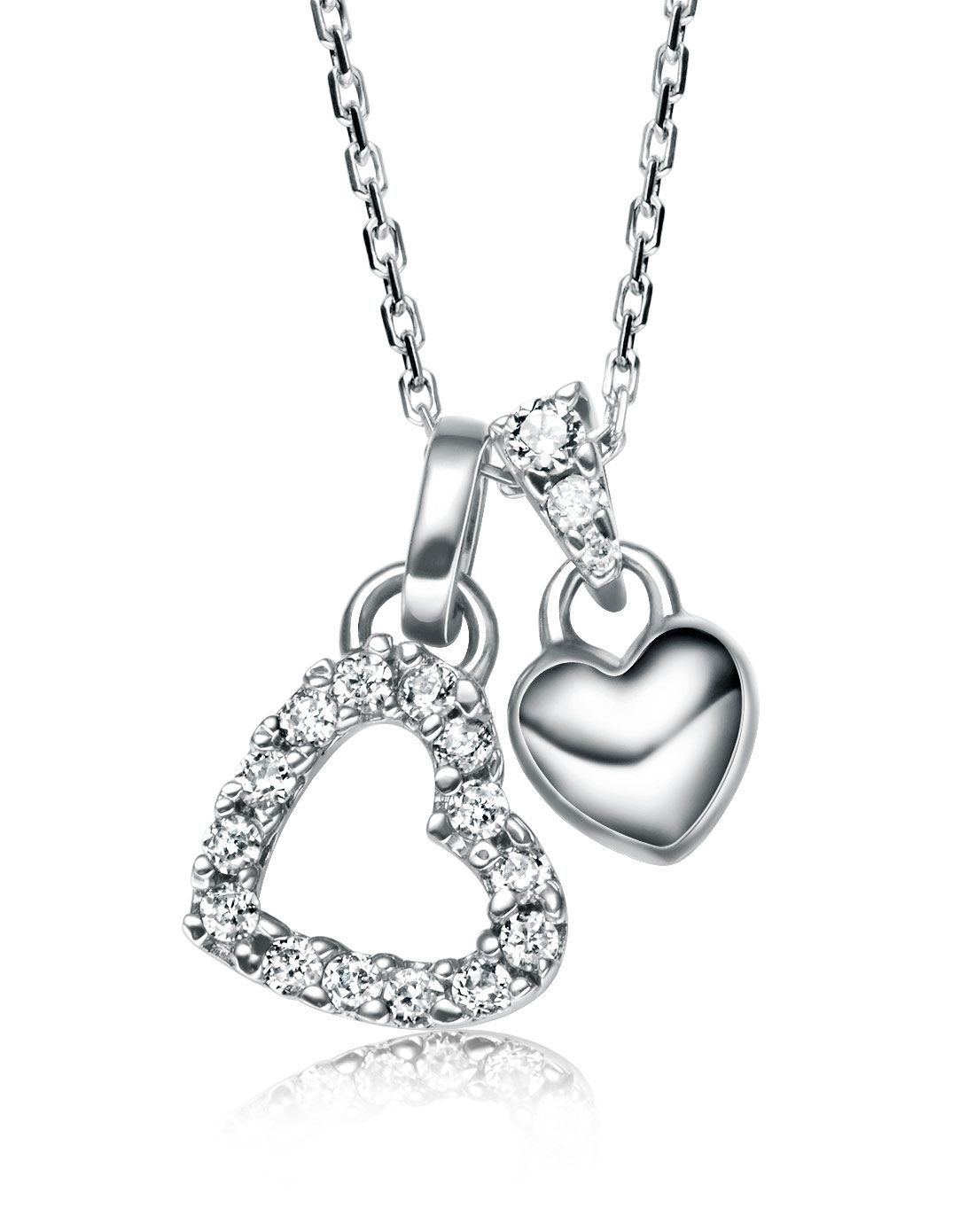 925银电镀白金&心心相印百变心形吊坠(赠送银链条)