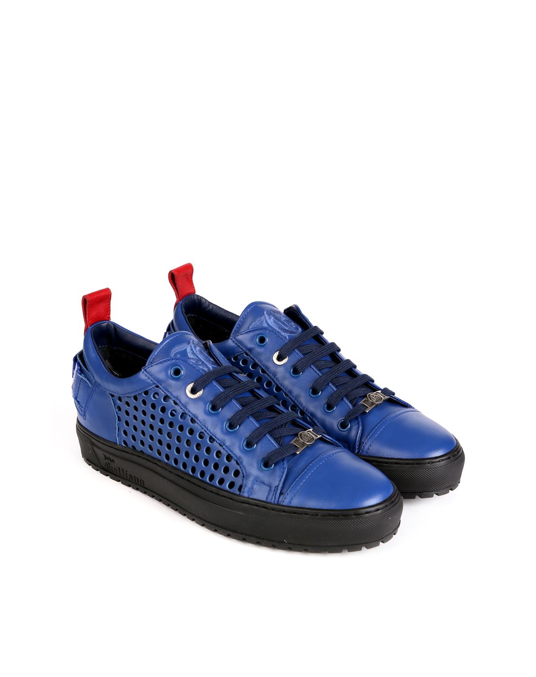 john galliano 意大利进口蓝色牛皮革满口单鞋