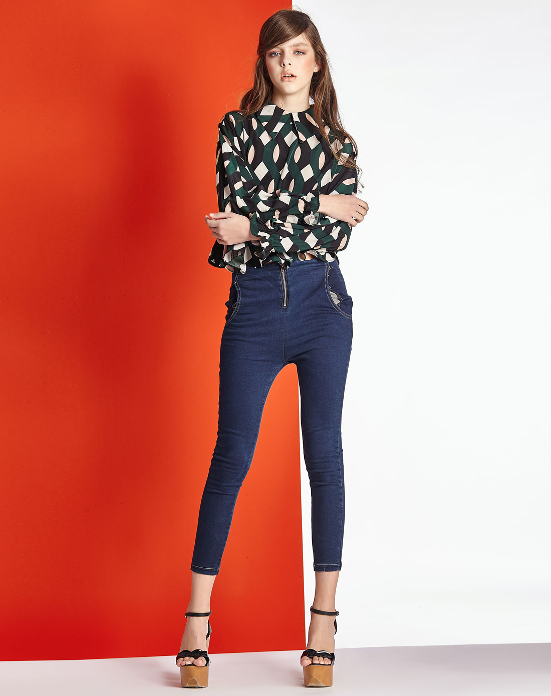 ugoccam撞色时尚印花收腰合身款上衣bcs009968_唯品会