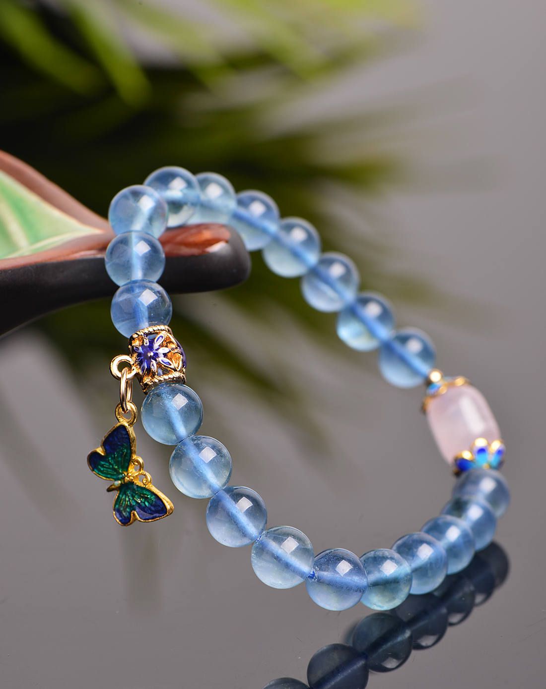 媛翠坊yuancuifangyuancuifang 【新款】蓝萤石蝶儿飞单圈手链附证书y