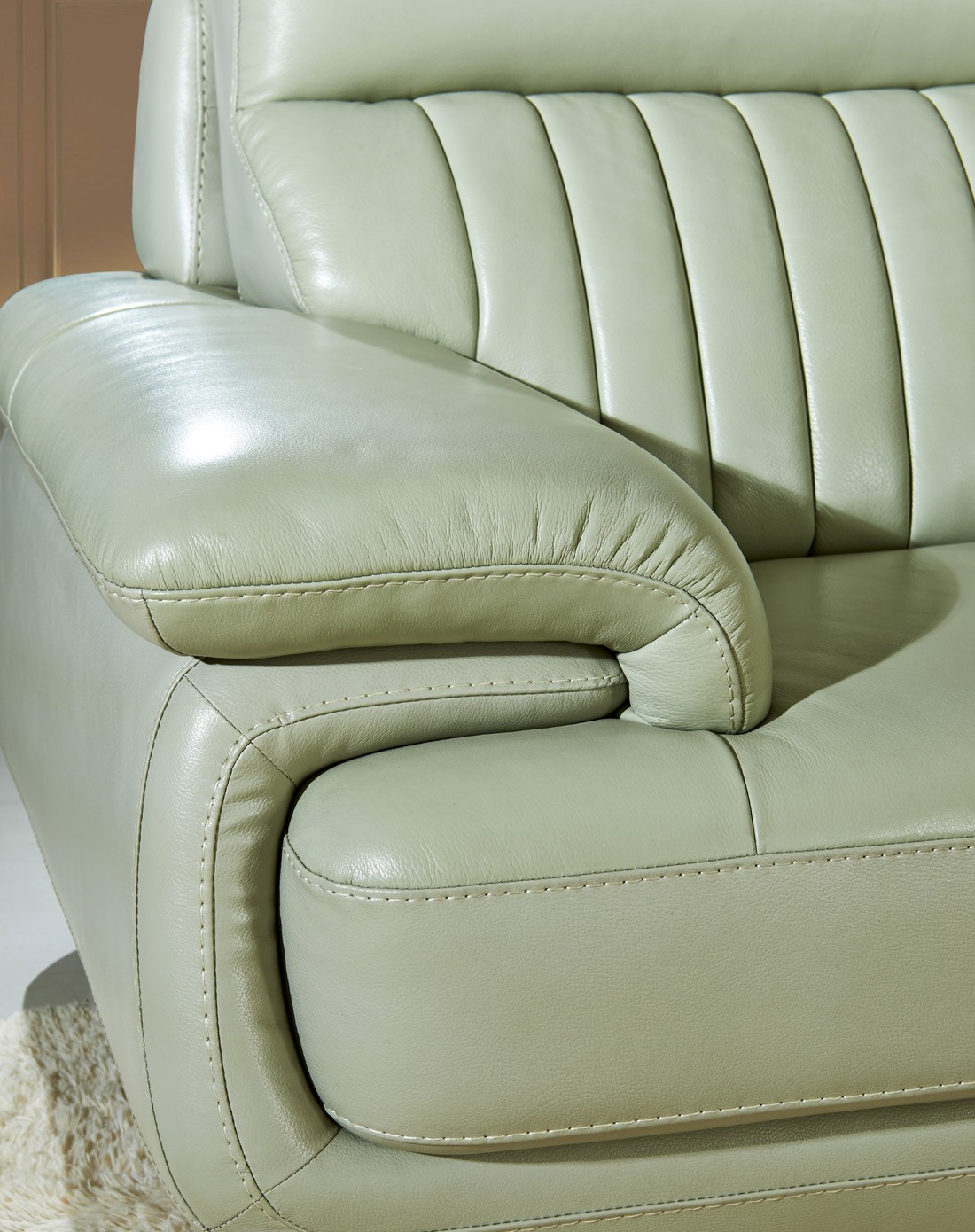 雅林家具专场直发货头层黄牛皮沙发 尊贵生活系列 浅绿色6806-a1_唯品