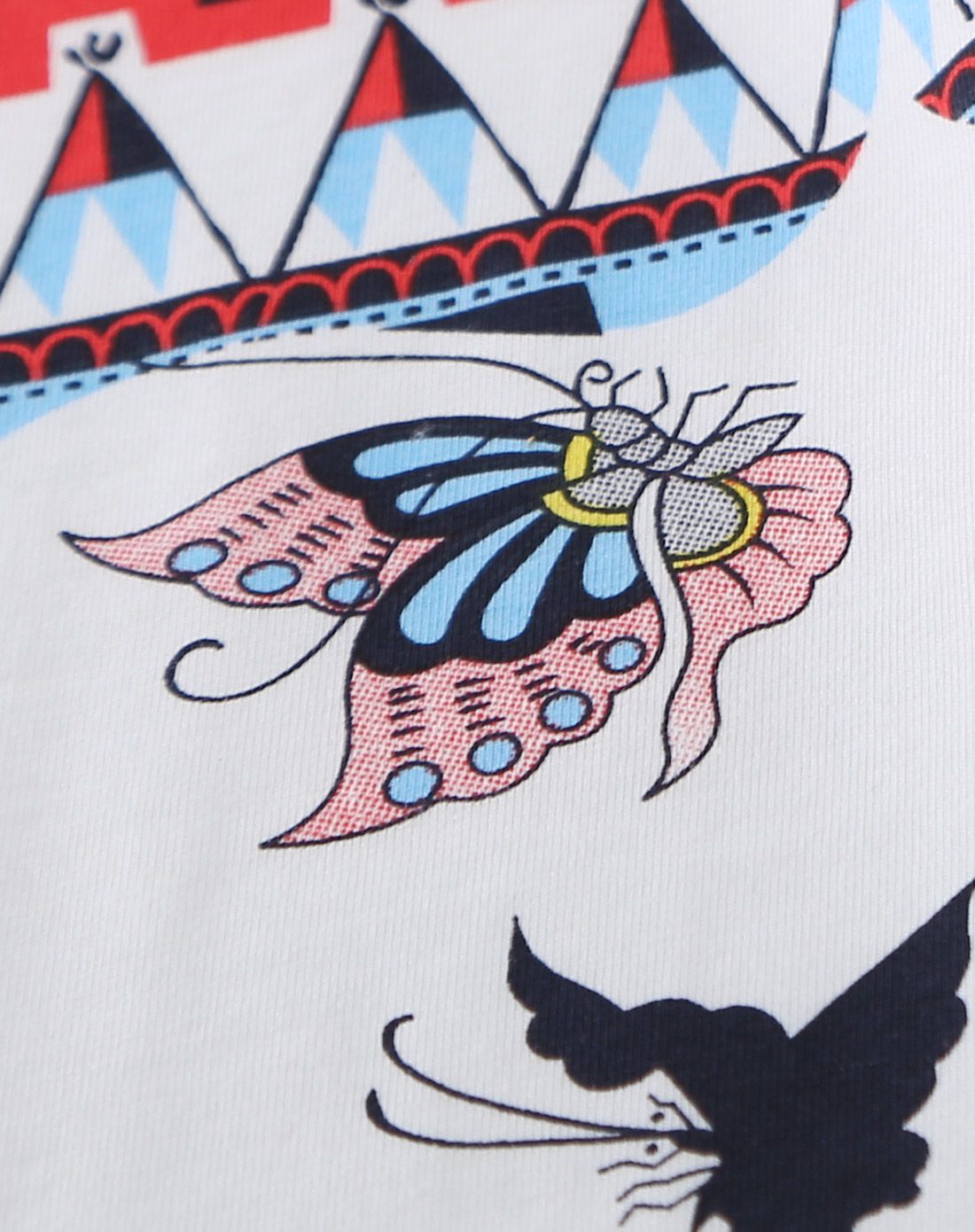 米白水印印花短袖t恤