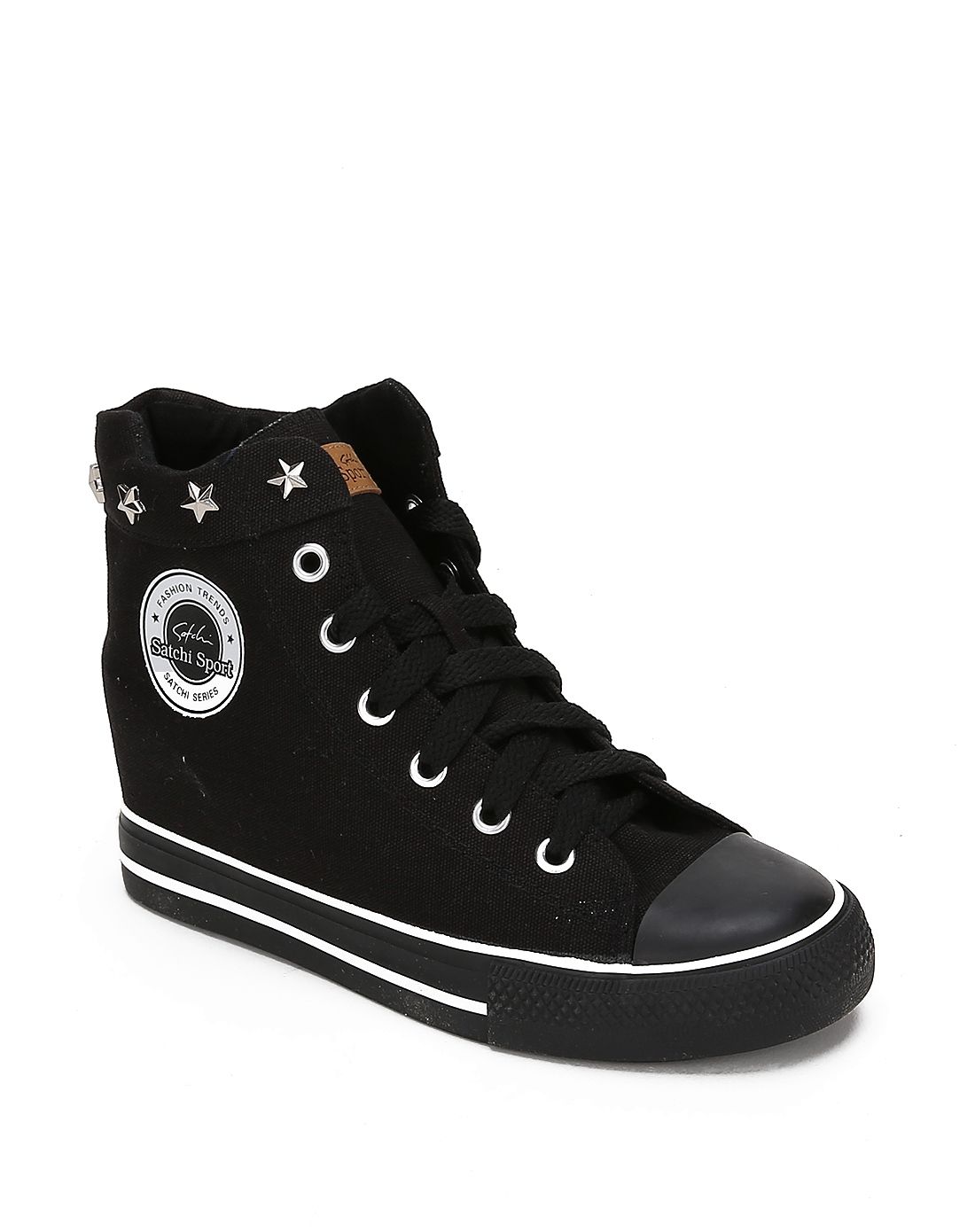 简约纯色 黑色高帮帆布鞋