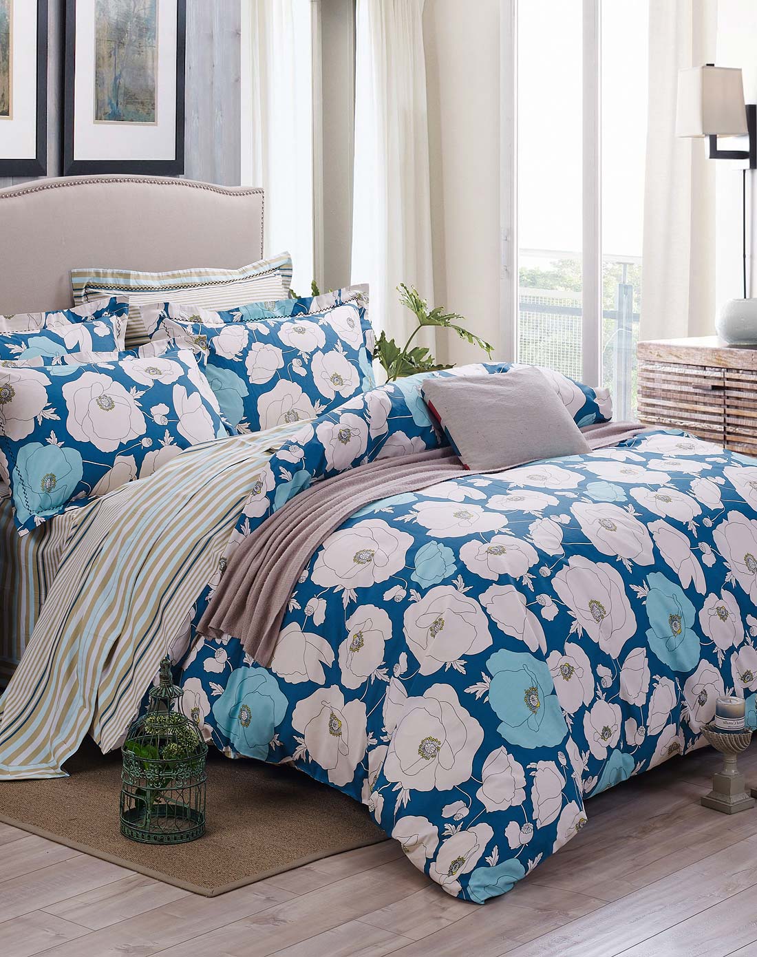 紫兰玉zilanyu家纺专场 1.8米精品全棉斜纹活性印花四件套-沃尔德