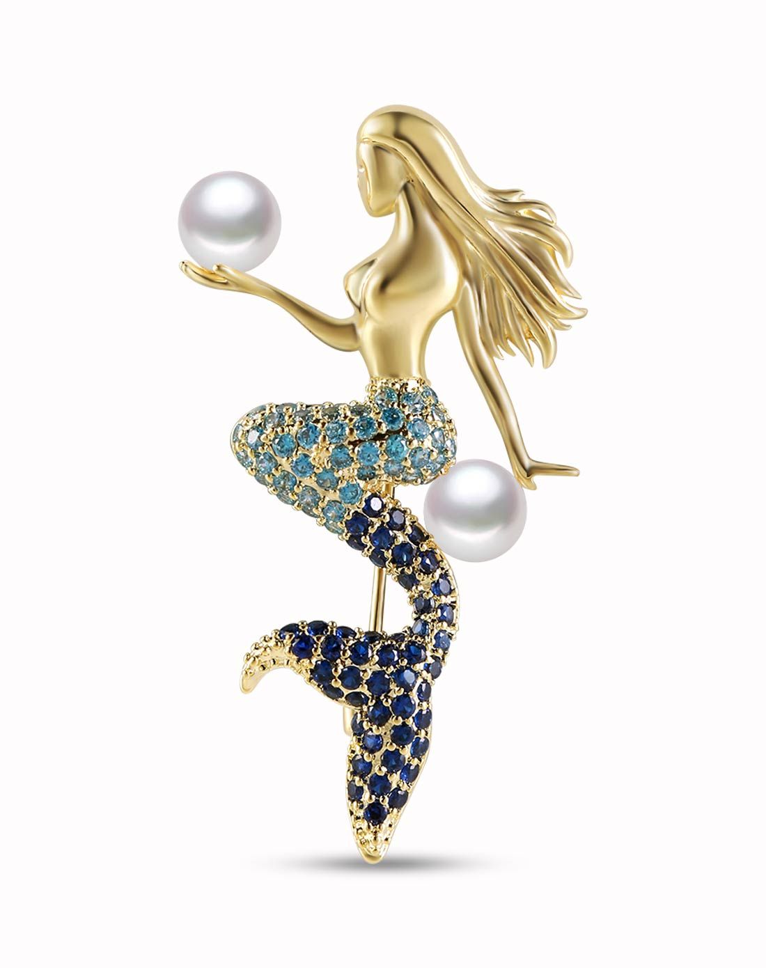 小人鱼的珍珠原创美人鱼系列时尚复古淡水珍珠胸针